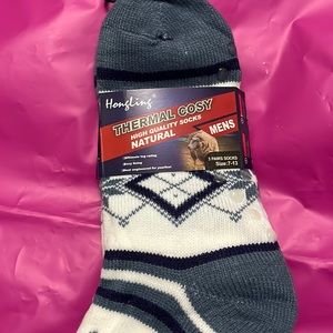 Houghling Thermal Cosy High Quality Socks  Natural NEW BNIP Men 1 pr